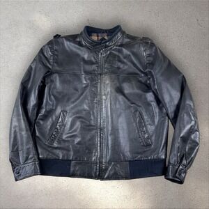 Vintage 70s Cafe Racer Leather Jacket 42L‎ (Large) Lined Grais Elegante Biker